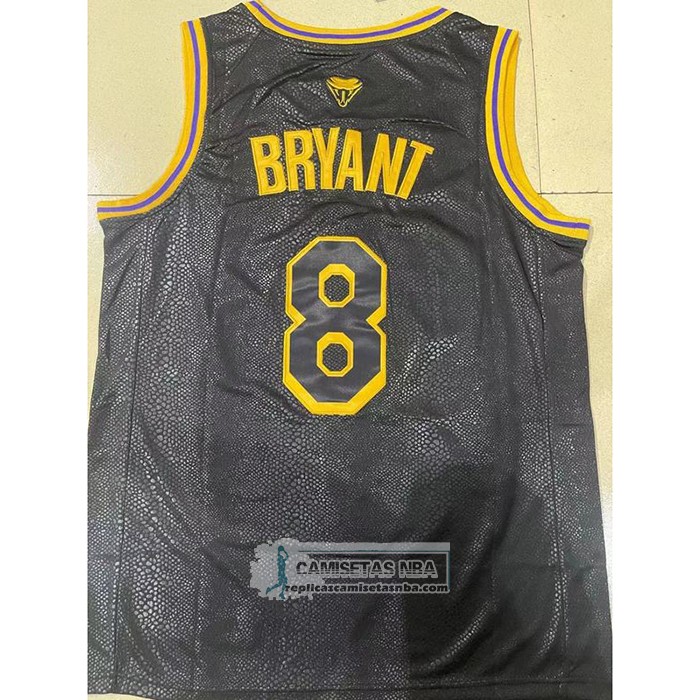Camiseta Los Angeles Lakers Kobe Bryant NO 8 Black Mamba Snakeskin Negro